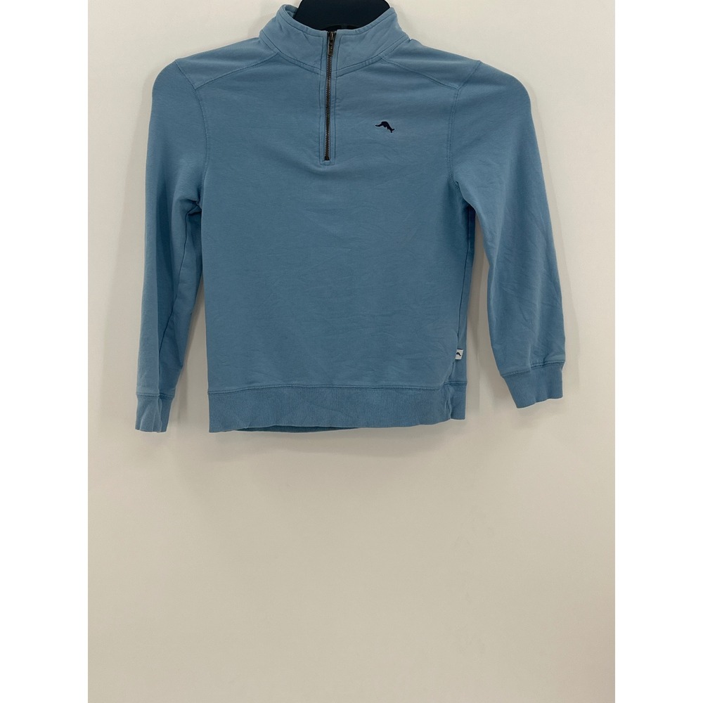 Tommy Bahama Boys Light Blue Quarter‎ Zip Sweatshirt Marlin Logo Size M 7/8